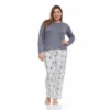 Bearpaw Women's Cozy And Soft Long Sleeve Top With Pants, 2-Piece Pajama Set For Women