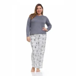Bearpaw Women's Cozy And Soft Long Sleeve Top With Pants, 2-Piece Pajama Set For Women