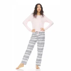 Bearpaw Women's Placket Long Sleeve Top With Pants, 2-Piece Pajama Set For Women -Run Life Style GUEST ab0fff3b 9221 4c42 a36c 186a4290c23a