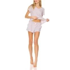 Bearpaw Women's Logo Print Jersey Short Sleeve V-Neck T-Shirt And Shorts -Run Life Style GUEST e27a1f9c c708 4c4d be2a f01cd0abe052