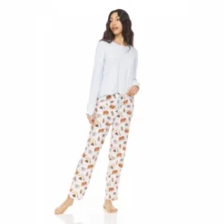 Bearpaw Women's Placket Long Sleeve Top With Pants, 2-Piece Pajama Set For Women -Run Life Style GUEST f884c403 cad2 455b 91d2 97f90484687a